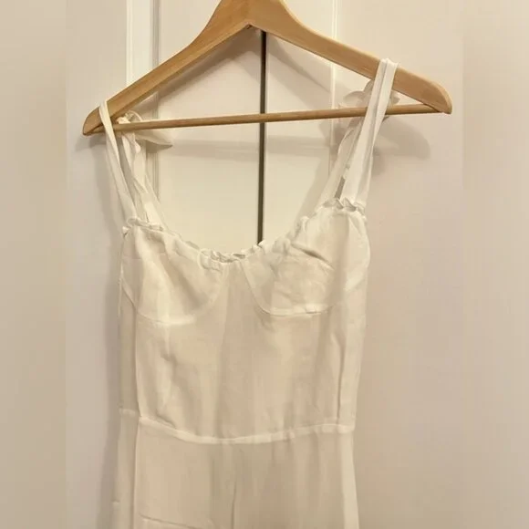 NWT Reformation Nikita Midi Dress in White Ivory Tie Straps Bridal | size 6 - Picture 7 of 12